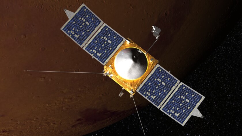 The Mars Atmosphere and Volatile EvolutioN (MAVEN) orbiter (Image: NSA)