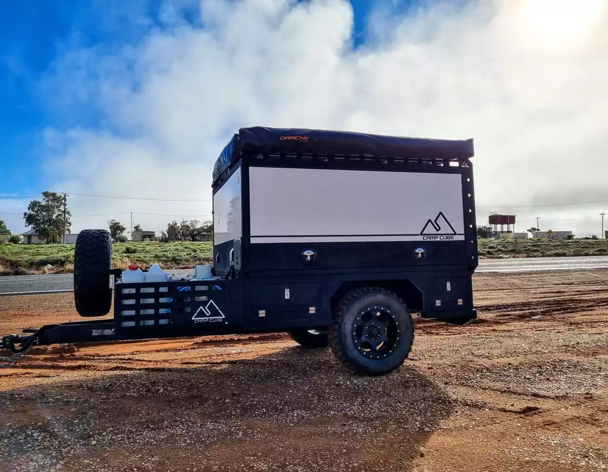 The Camp Cube is a rugged, off-road-ready trailer at its core, featuring a Cruisemaster suspension with buyer's choice of springs or airbags