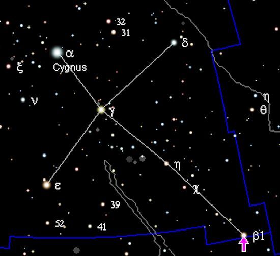 Alberio (Beta Cygni) is at the head of Cygnus the Swan