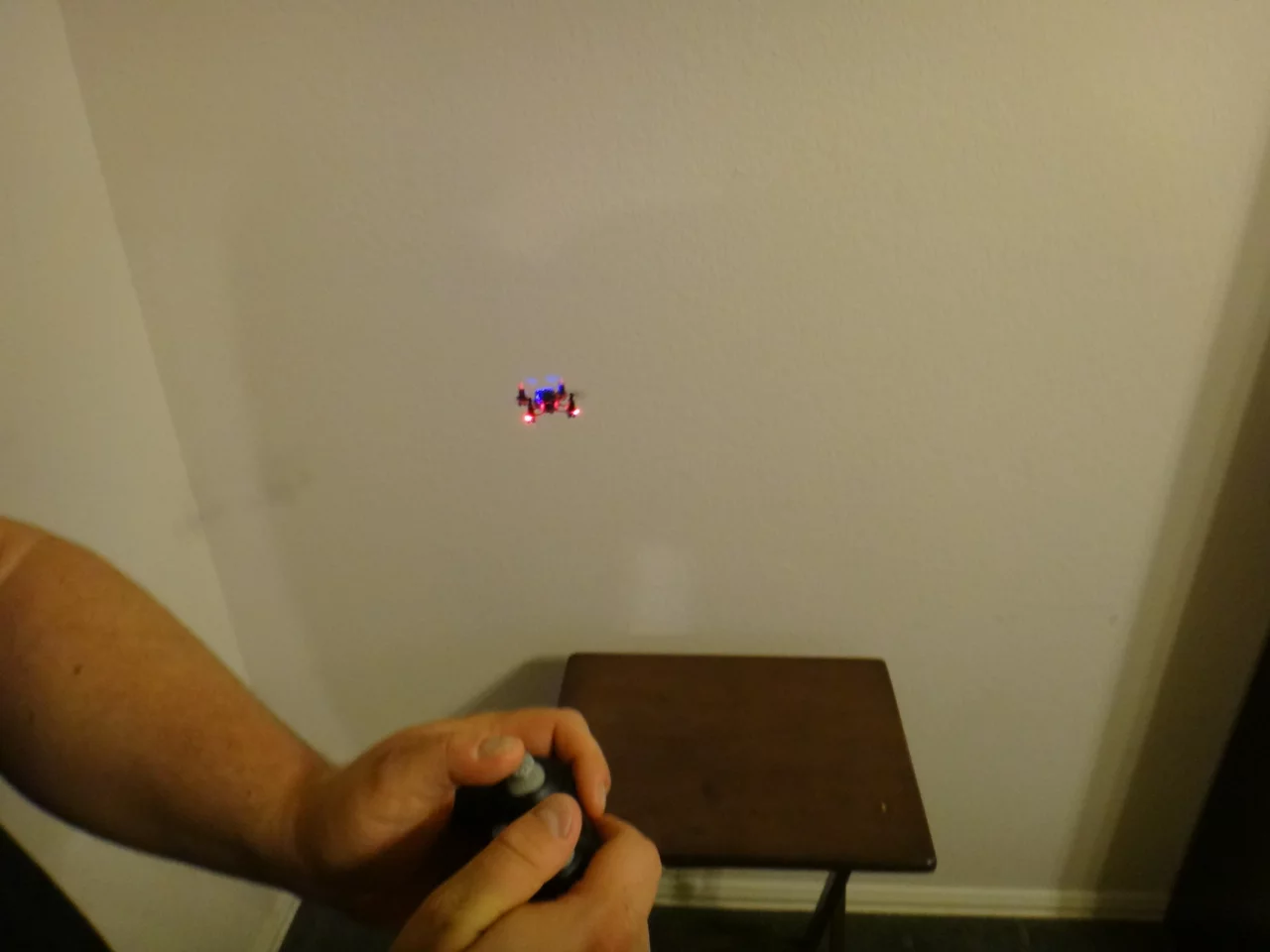 The controls are straightforward: left stick for altitude and rotation, right stick for direction, plus a couple buttons to adjust the trim