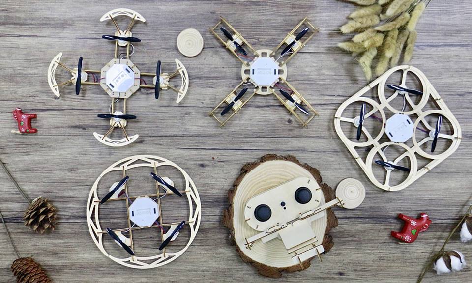 The Aerowood 4-in-1 kit allows users to build four types of wooden drones