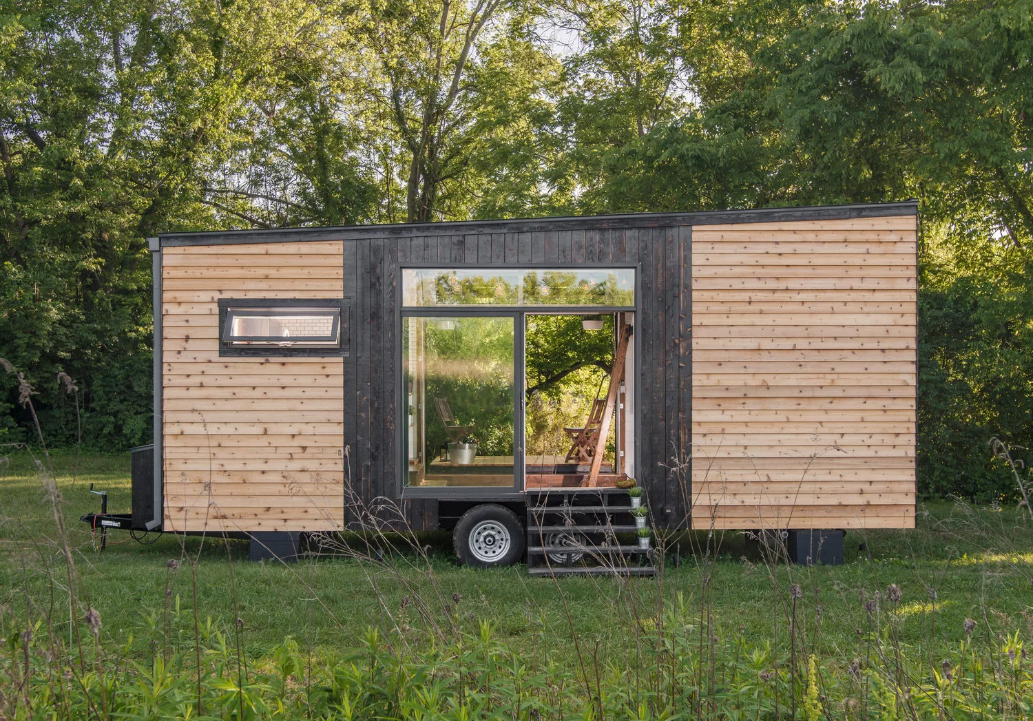 The tiny house measures 24 x 8.6 ft (7.3 x 2.6 m)