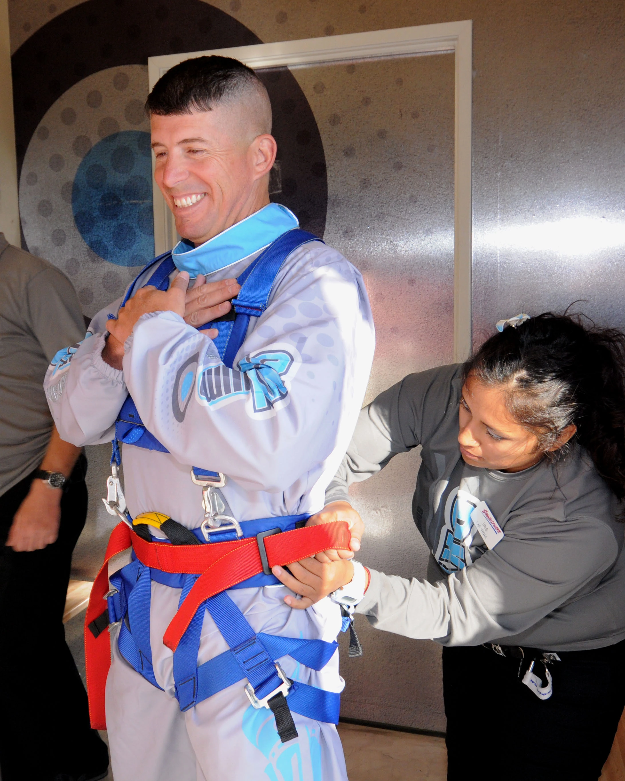 Senior Master Sgt. Darryl LeBouef, of Nellis AFB in Las Vegas, prepares to take the plunge