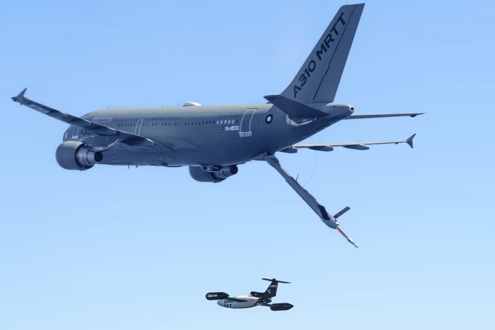 The Airbus MRTT controlling a drone in flight