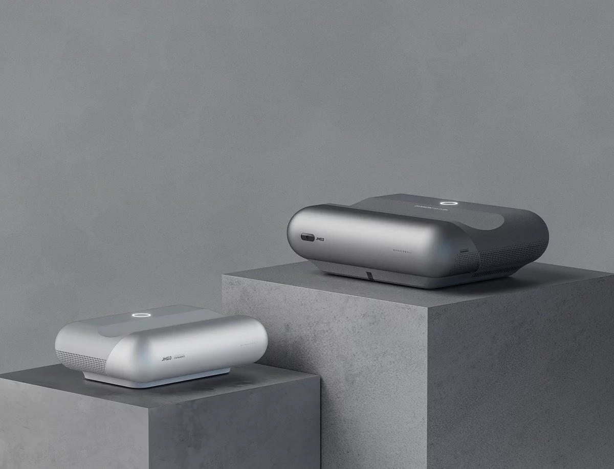 Both O1 Series projectors feature built-in speakers co-developed with Denmark's Dynaudio, but only the Pro (right) benefits from optics developed in partnership with Leica