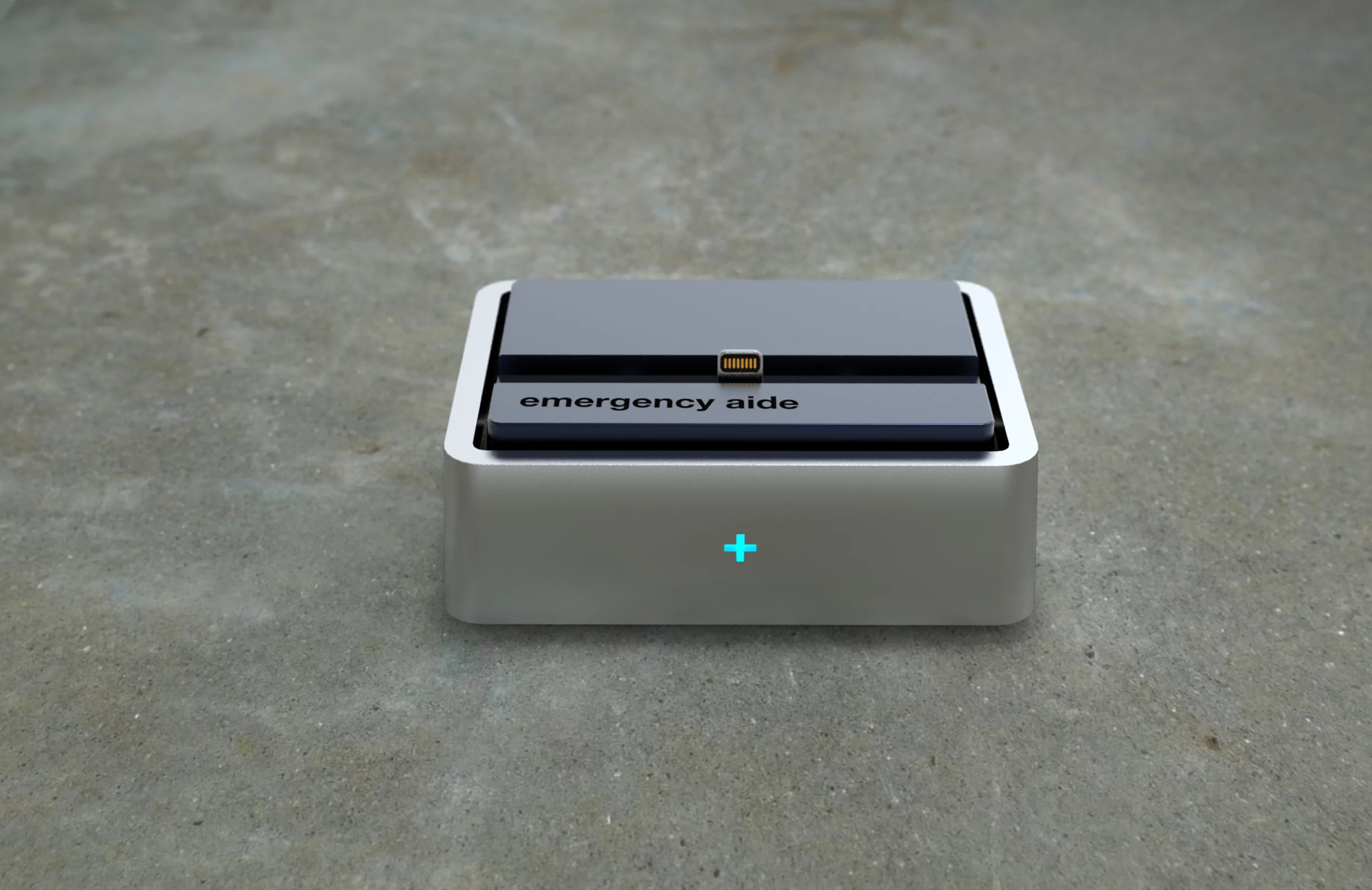 The Sense+ smartphone dock and gas and smoke detector in gunmetal gray