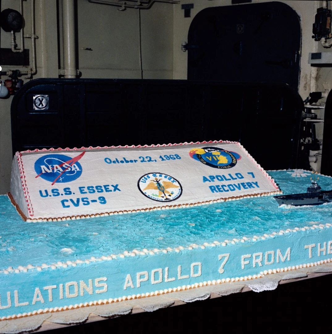 Recovery cake aboard USS Essex