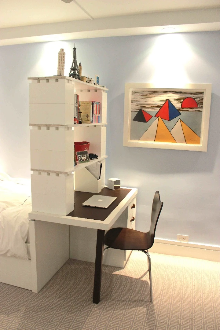 A table and shelves made using EverBlock