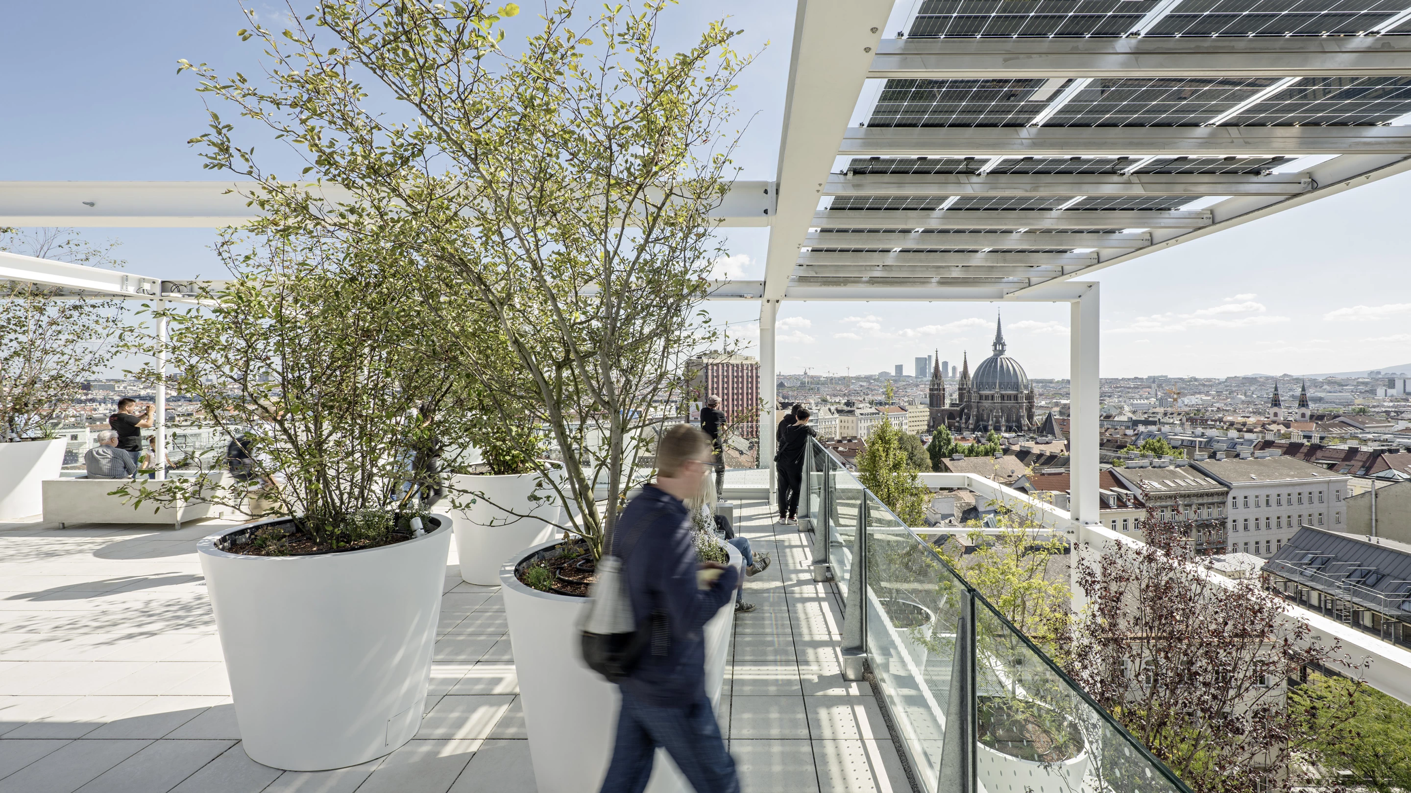 Ikea Wien Westbahnhof is topped by a public rooftop terrace area that features solar panels