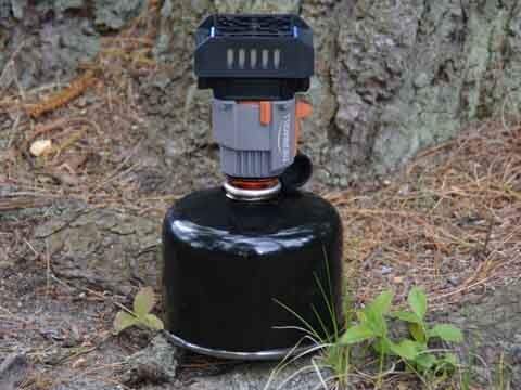 The Backpacker works with a standard stove gas canister
