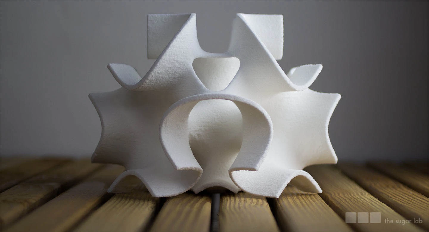 The pair uses a mixture of water and alcohol to wet and harden a sugar substrate into the precise forms (Photo: Sugar Lab)