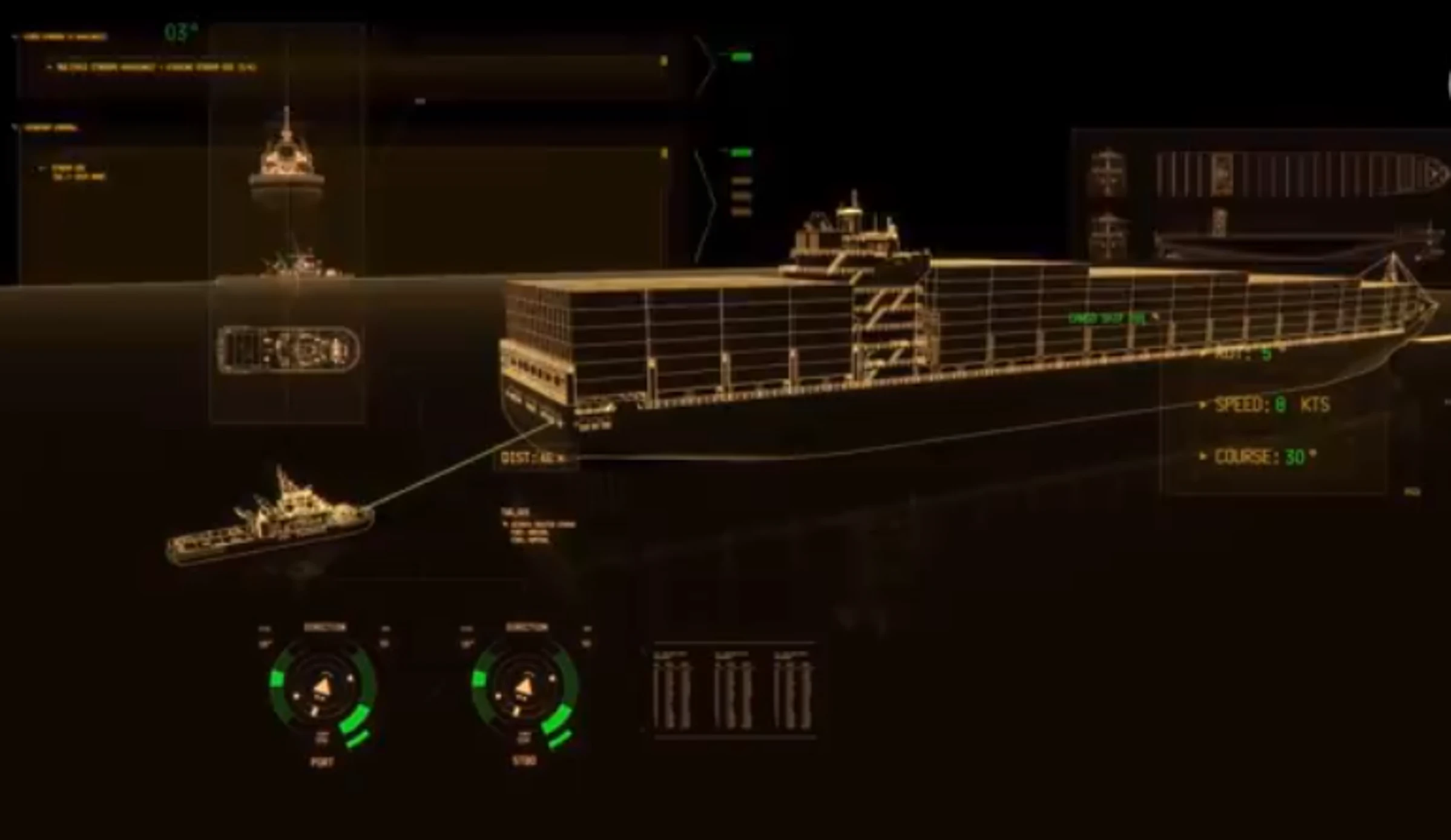 The heads-up display shows information from other ships