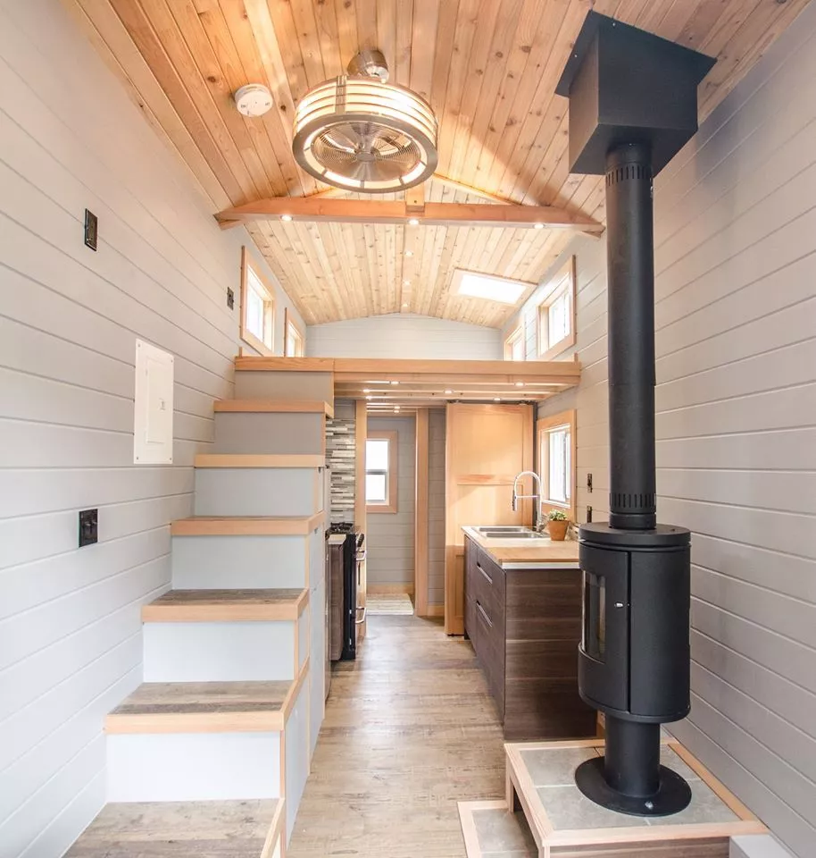 The Blue Heron's lighting/fan unit hangs from the ceiling