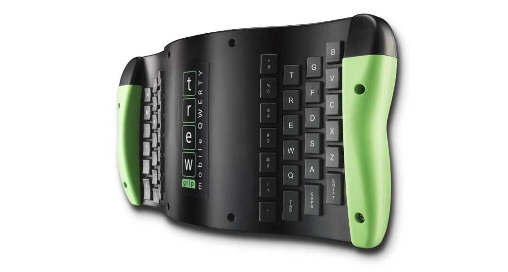The majority of the keys are located on back, allowing you to use your eight fingers to type