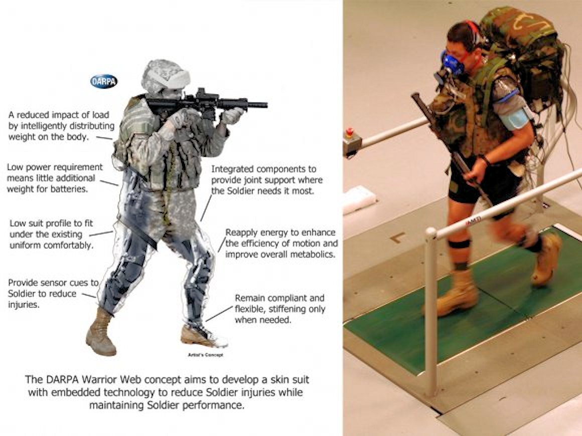 Artist's concept of an early version of a Warrior Web suit, likely to be a major part of an eventual TALOS suit (Image: DARPA)