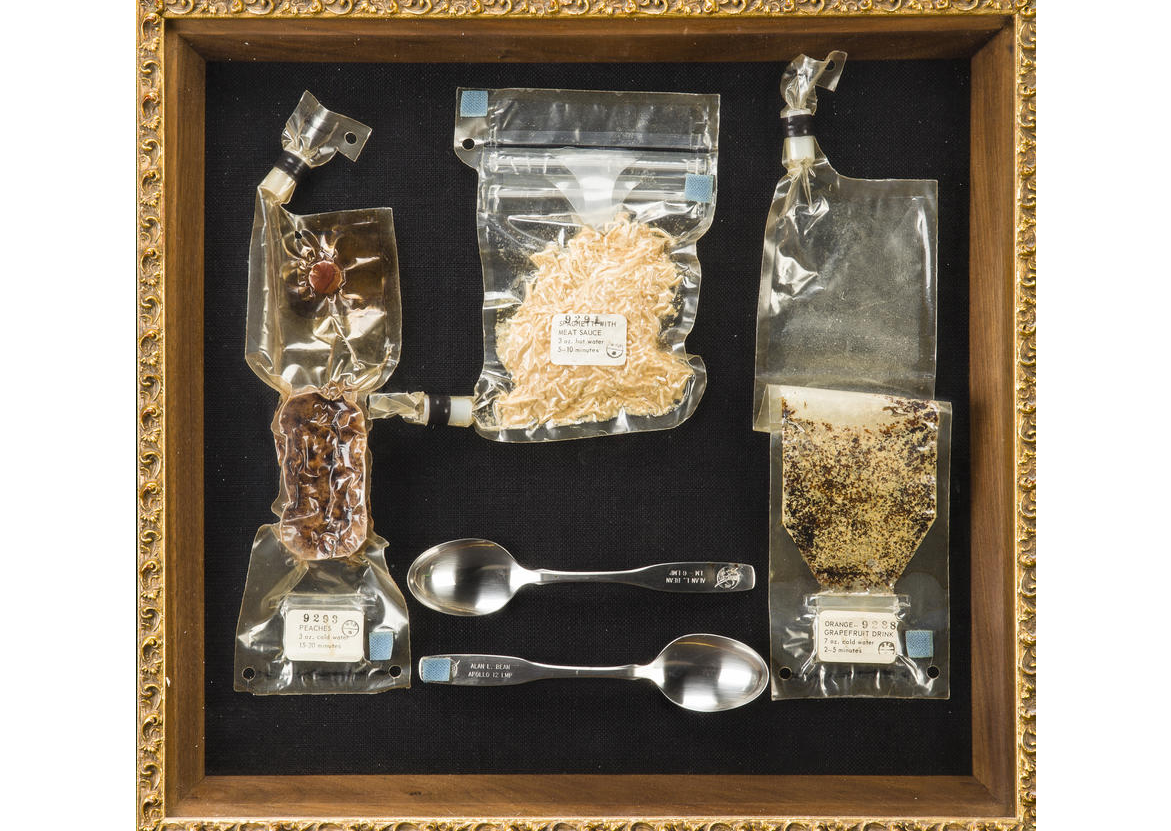 Alan Bean's Apollo 12 flown and framed meal kit (Photo: Bonhams)