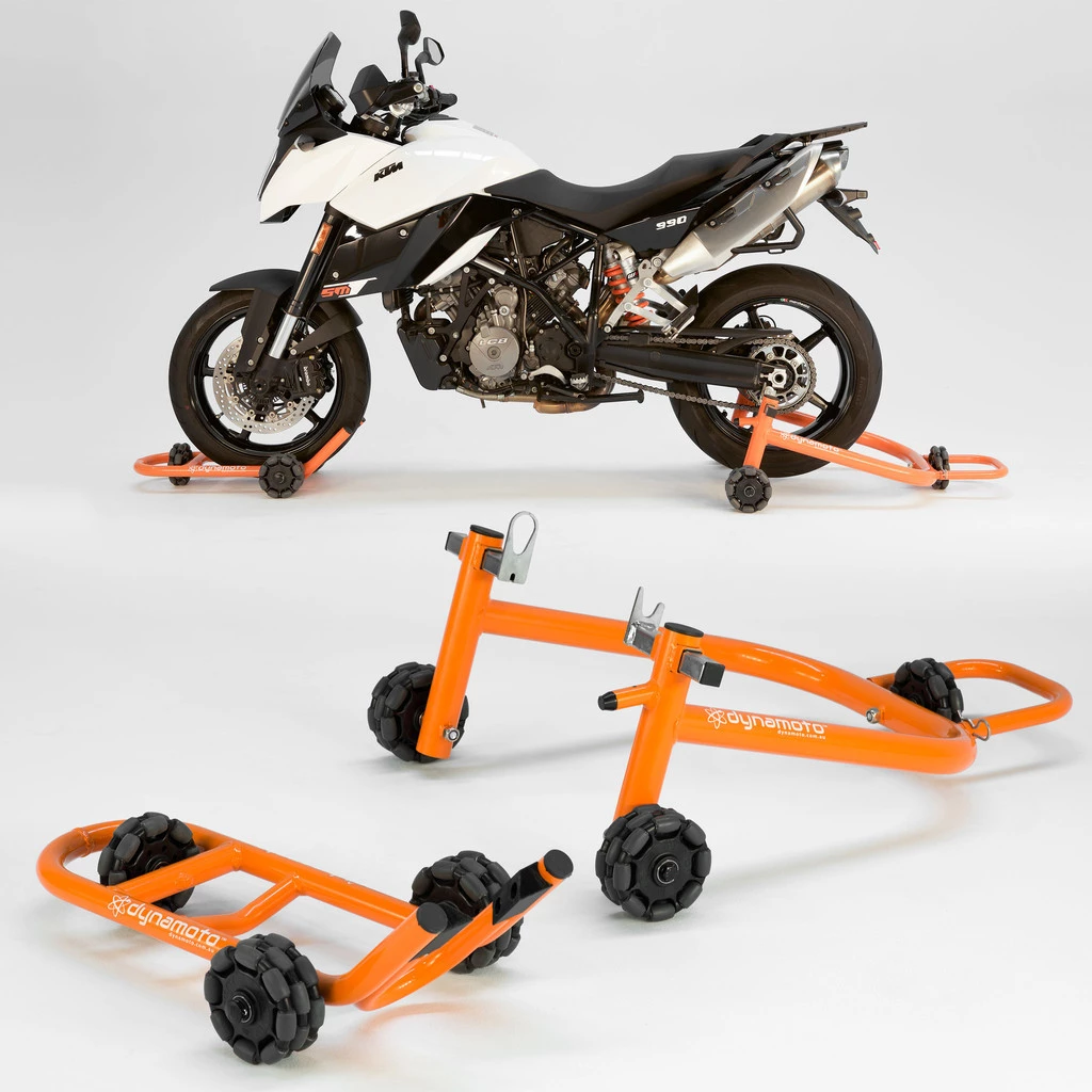 Dynamoto motorcycle stand: double sided swingarm version
