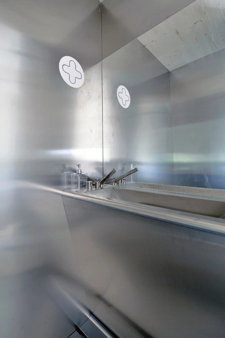 A not-very clear shot of the Living Unit on Ljubljana Castle's bathroom