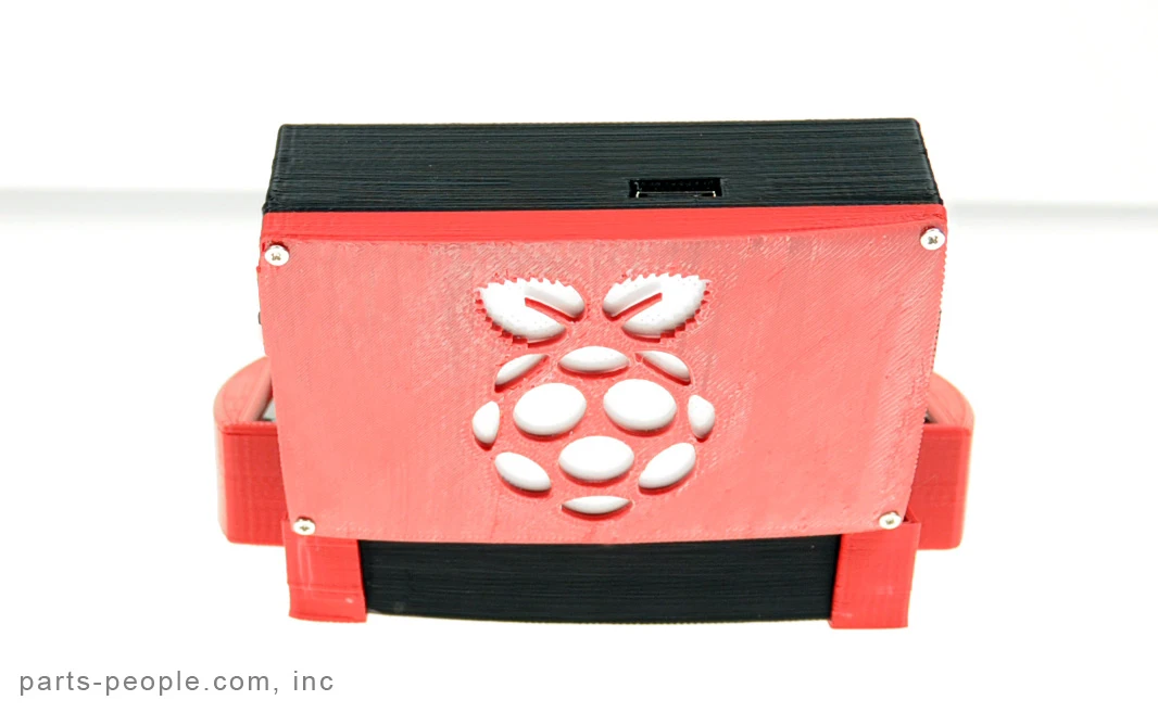 The back plate of the Pi-to-Go is the only 3D-printed panel that's screwed in place