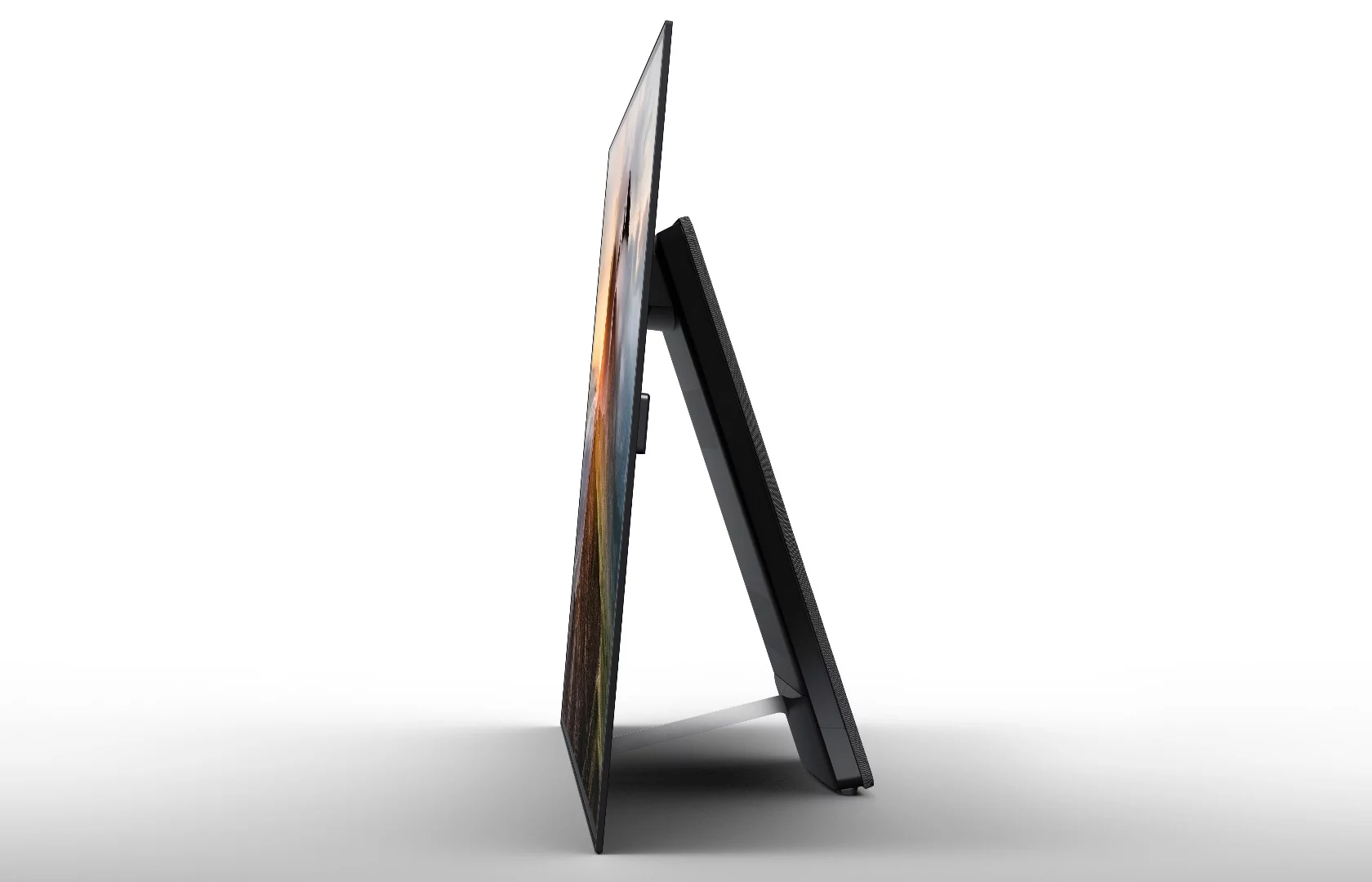 Sony's new flagship A1E Bravia OLED Series has a large rear-facing subwoofer that also serves as the TV's stand