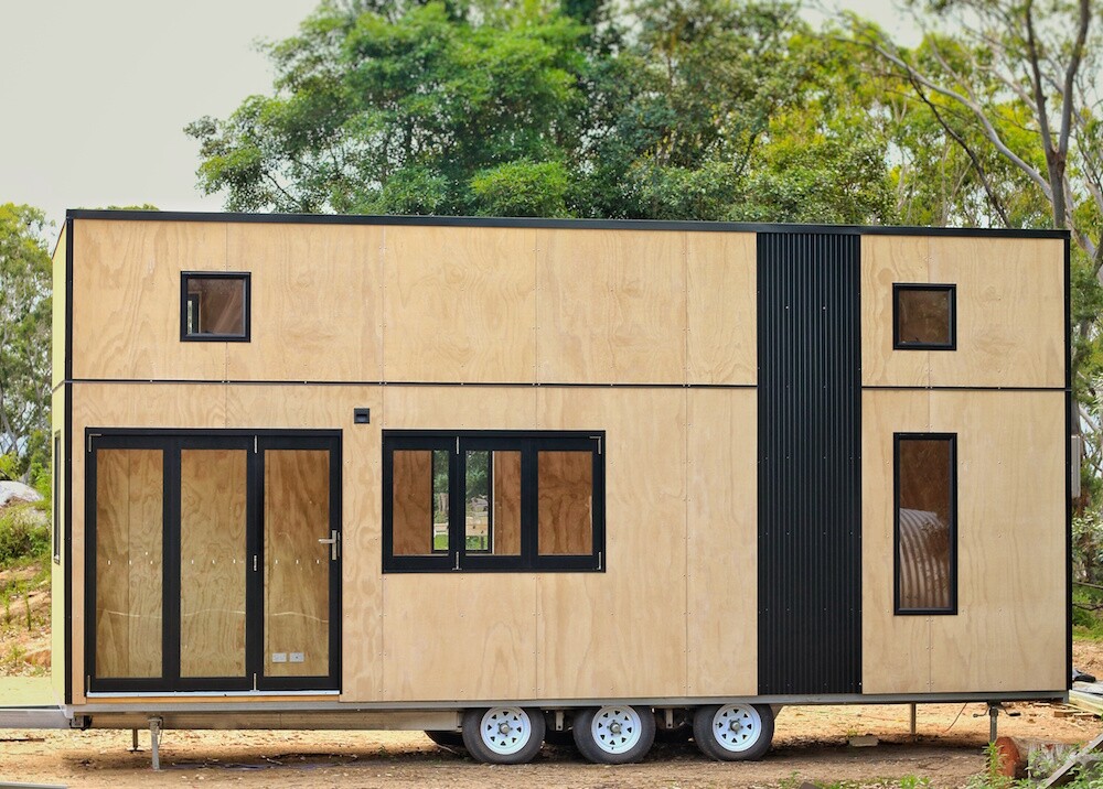 The Sowelo tiny house measures 8 m (26 ft) long, 4.3 m (14 ft) high and 2.5 m (8 ft) wide