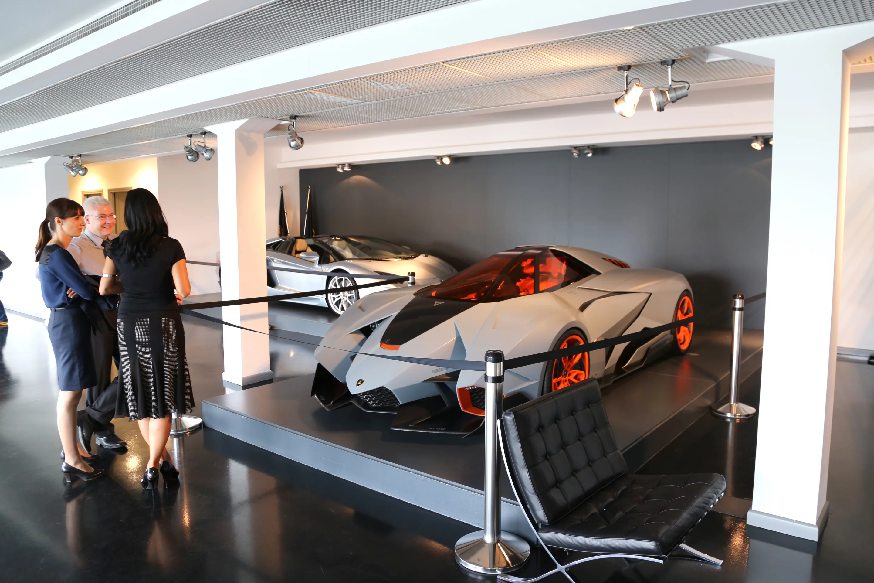 The Egoista concept resides next to the Lamborghini store where memorabilia is near as pricey as the full scale versions out front (Photo: Angus MacKenzie/Gizmag.com)