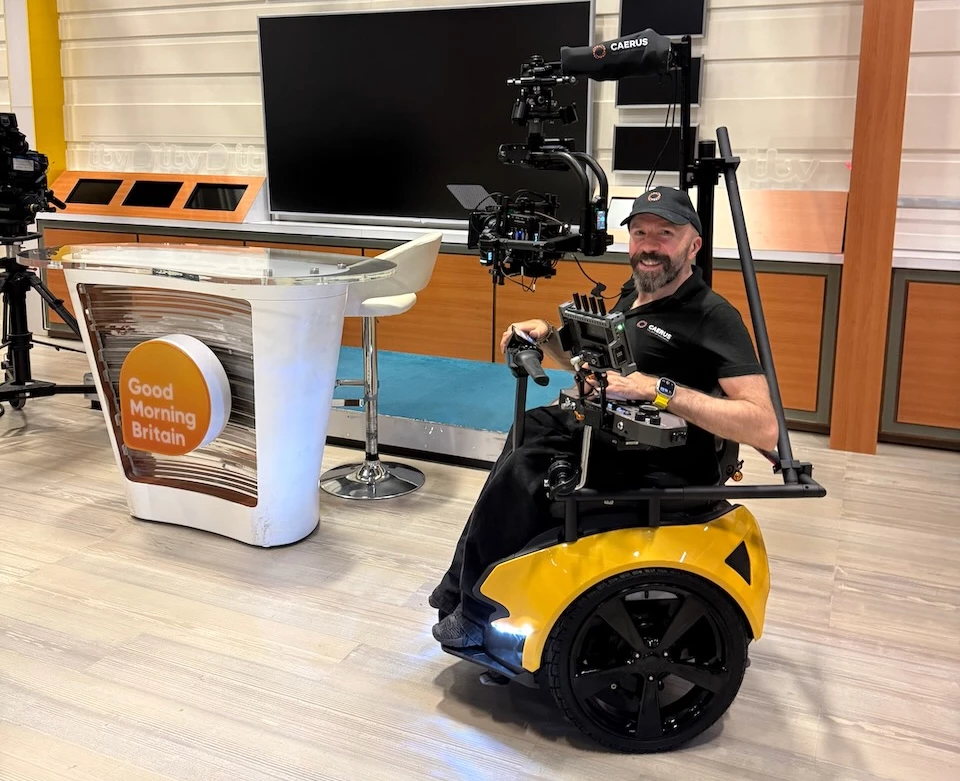 The Caerus camera mount can be detached from the chair as needed