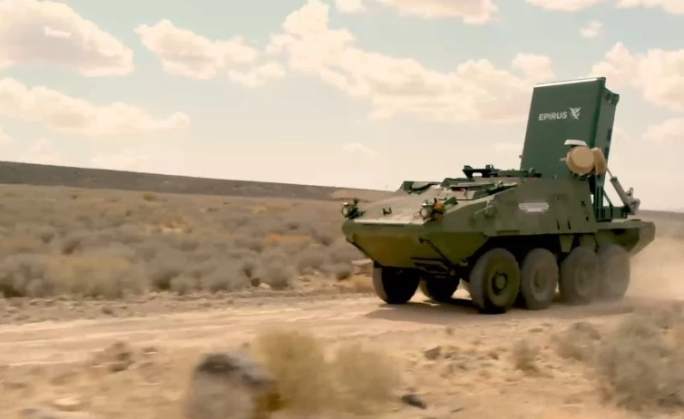 The Leonidas microwave weapon on an armored vehicle