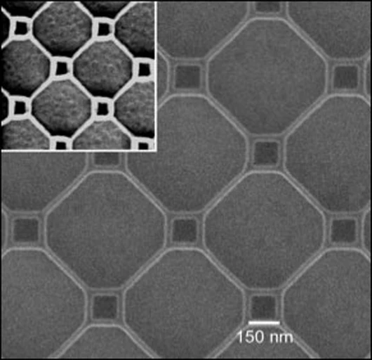A fragment of a superconducting thin film patterned with nano-loops