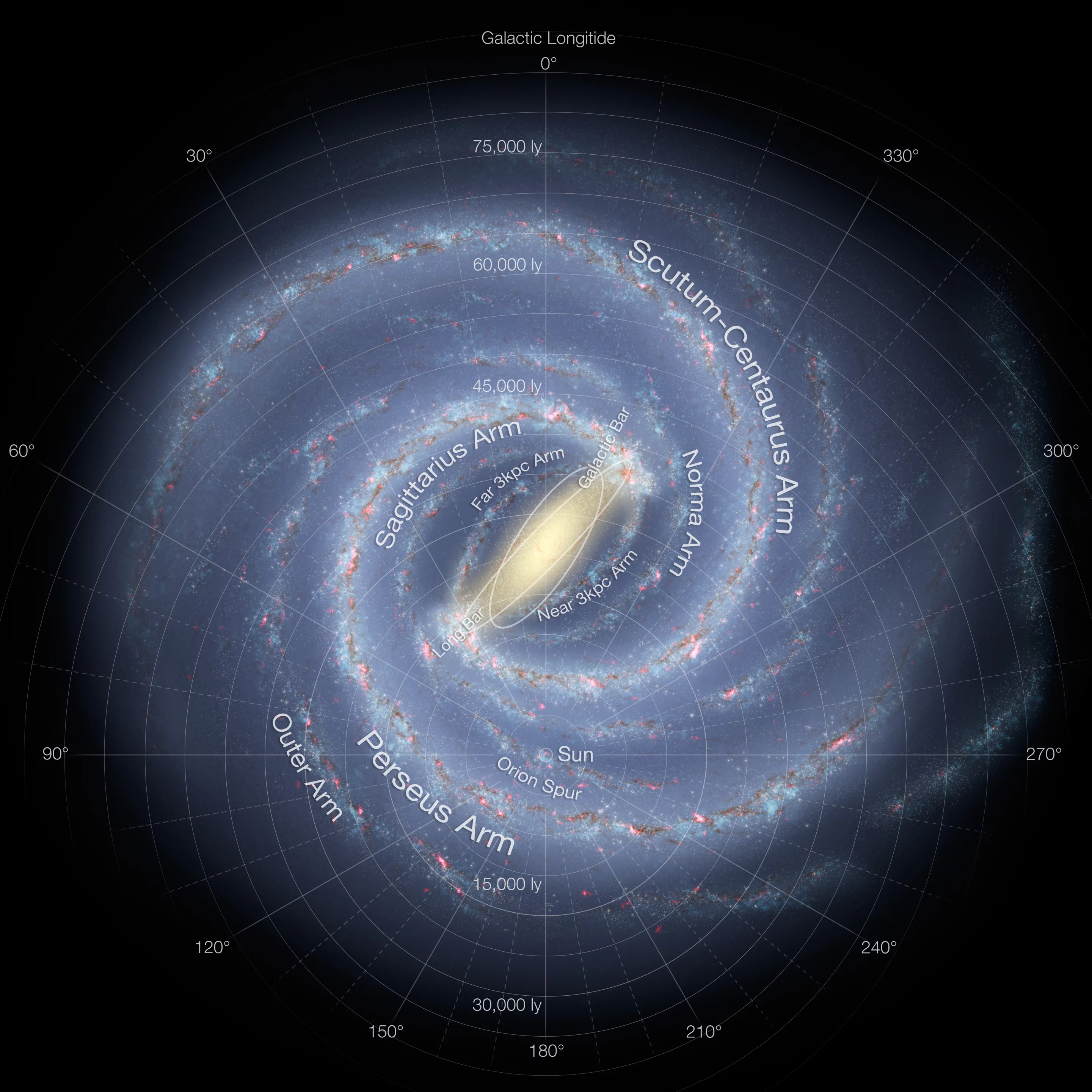 An artist's impression of the structure of the Milky Way from above (Image:ESO)
