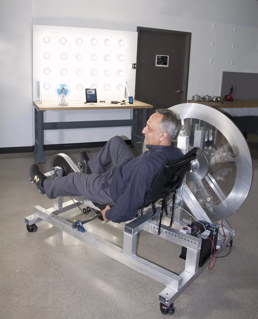 Pedaling the Free Electric for one hour is said to yield enough electricity to serve a home for 24 hours