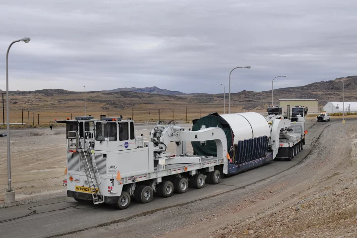 SLS solid rocket booster segment being moved (Image: ATK)
