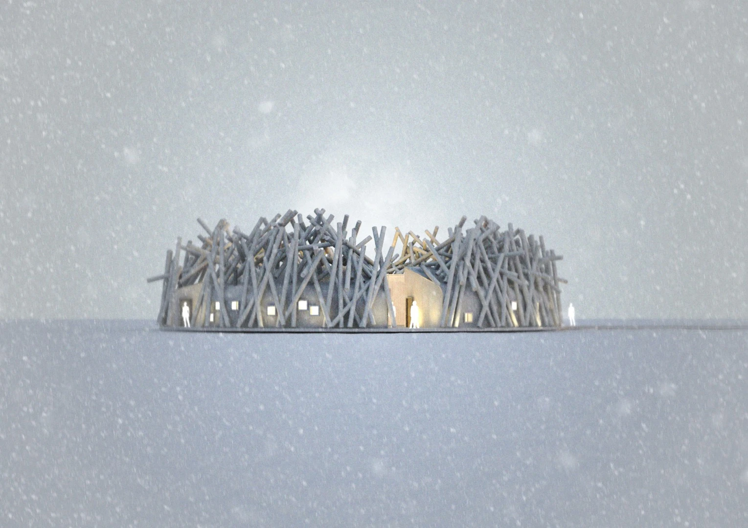 Because of the local climate, the Arctic Bath hotel will float freely on the surface in the summer, and then be frozen in place in the winter