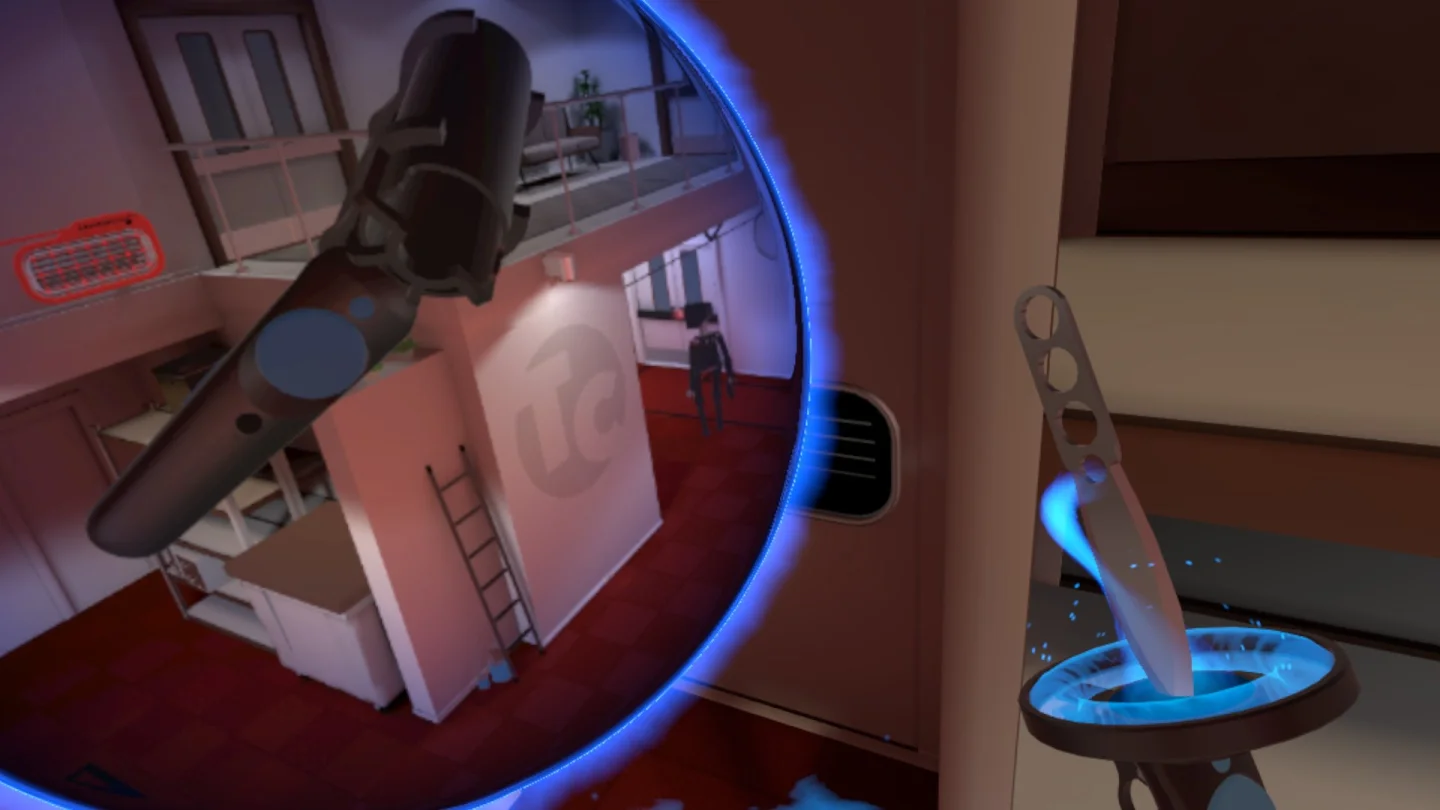 Looking through an open portal before jumping through
