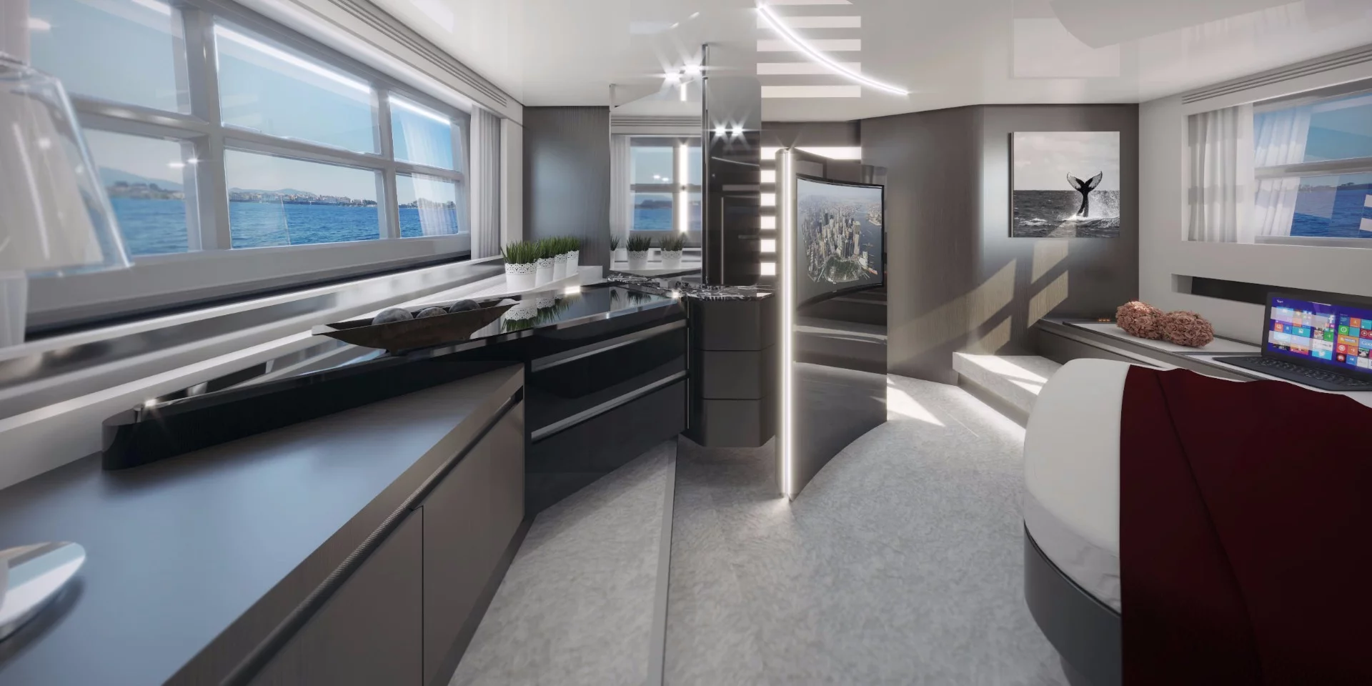 The Azimut S7 master bedroom