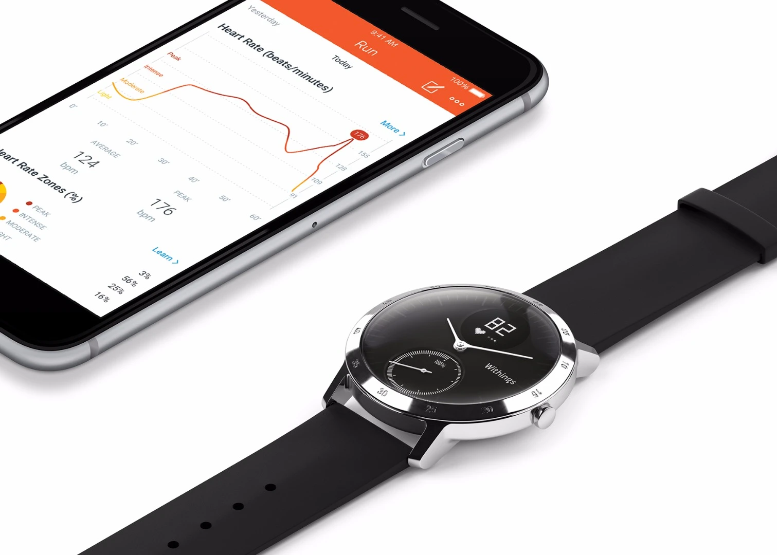 The watch automatically measures heart rate continuously when you start running, or when you activate it manually