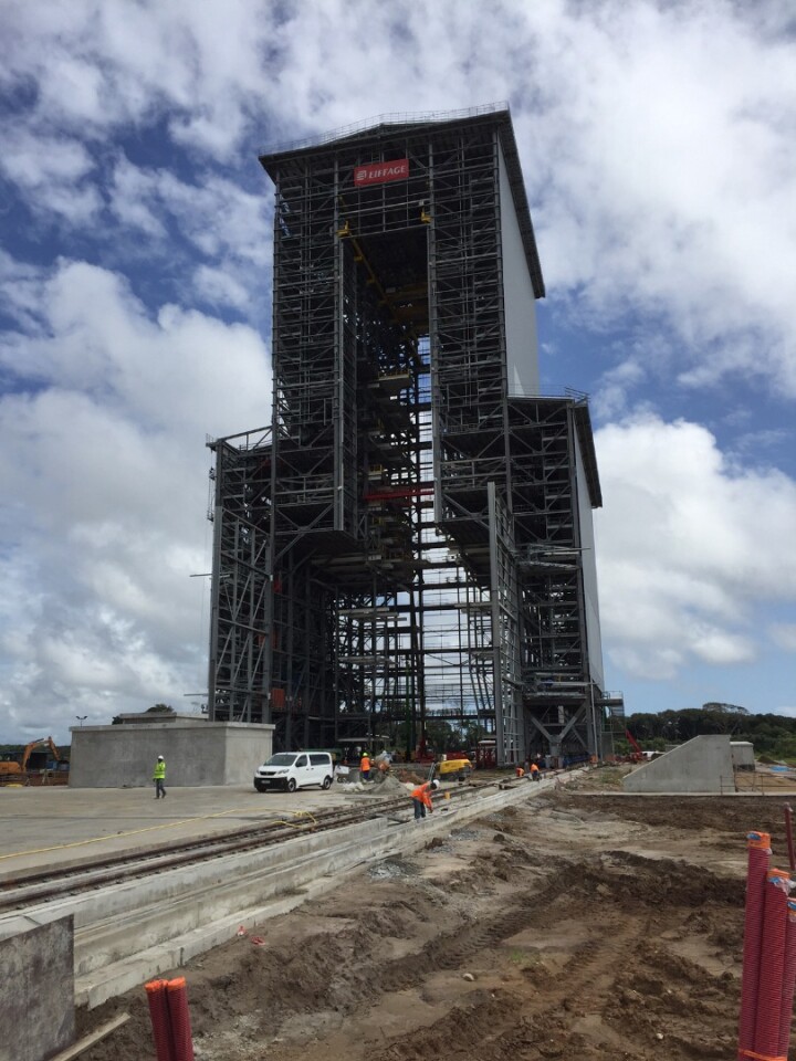 The mobile gantry seen during the rollout test