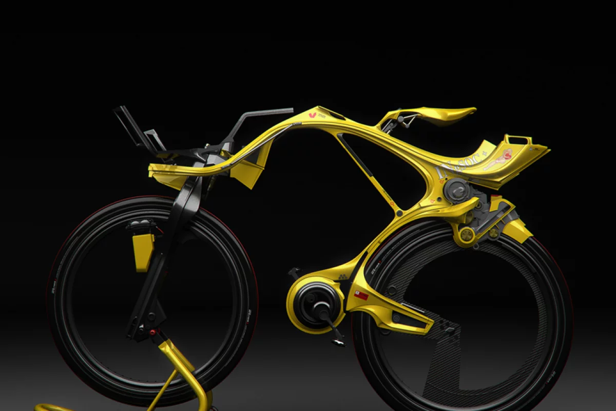 Rendering of the INgSOC human/electric bike designed by Edward Kim and Benny Cemoli
