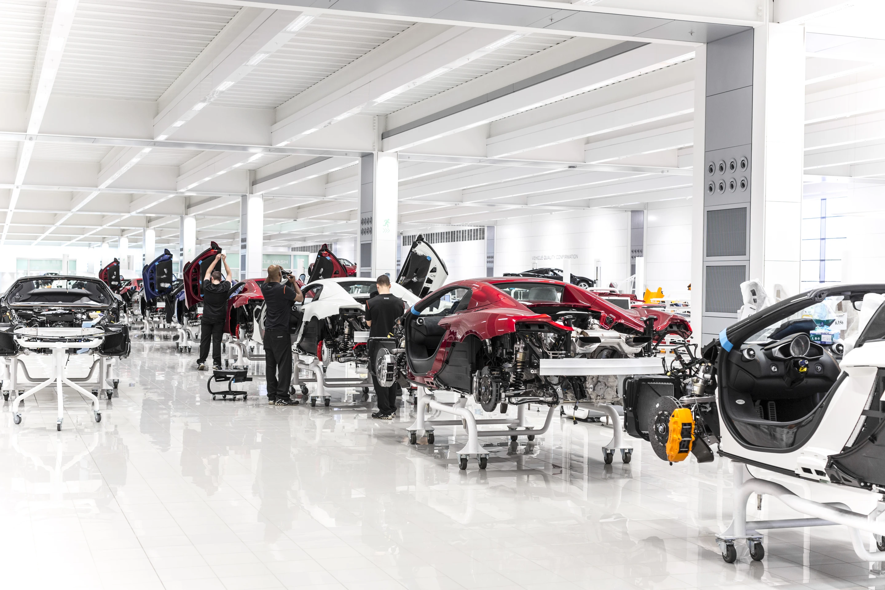 The McLaren production line showing 12Cs in near finished state (Photo: McLaren)