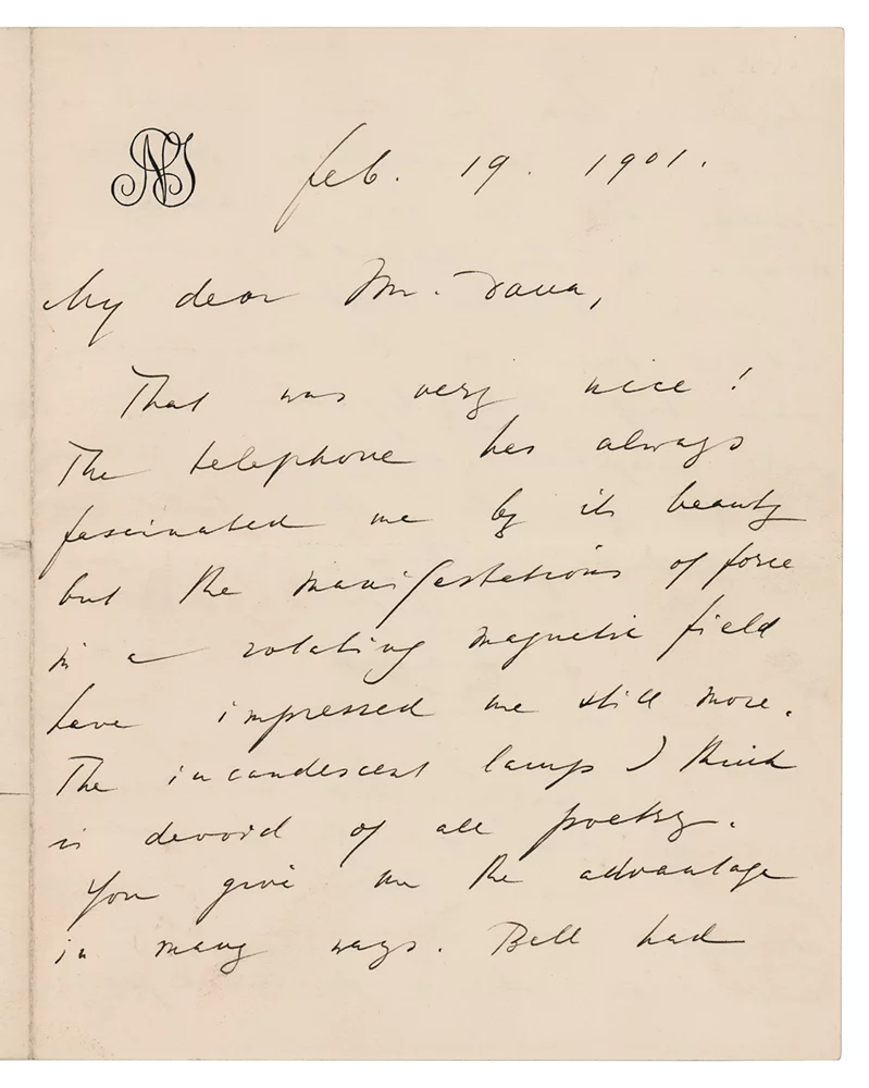 Page 1 of the four-page letter autograph letter by Nikola Tesla that fetched $341,295 at RR Auctions on 12 January 2022