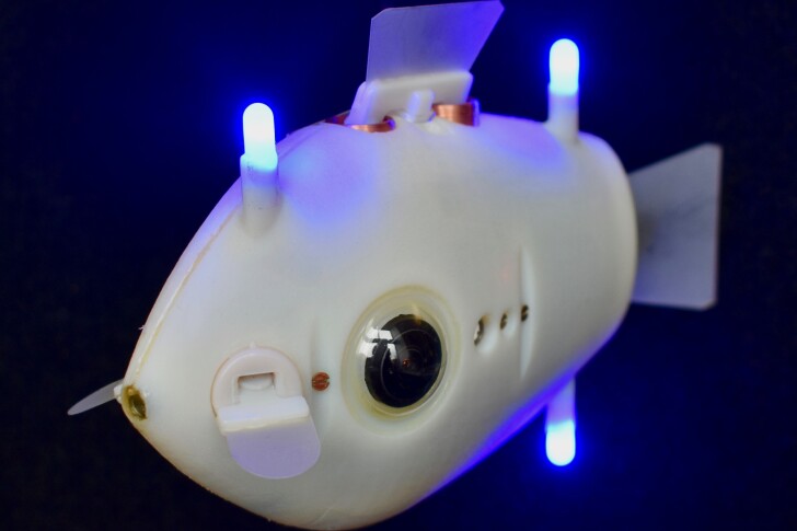 Inspired specifically by the surgeonfish, each Bluebot is 130 mm long (5.1 inches)