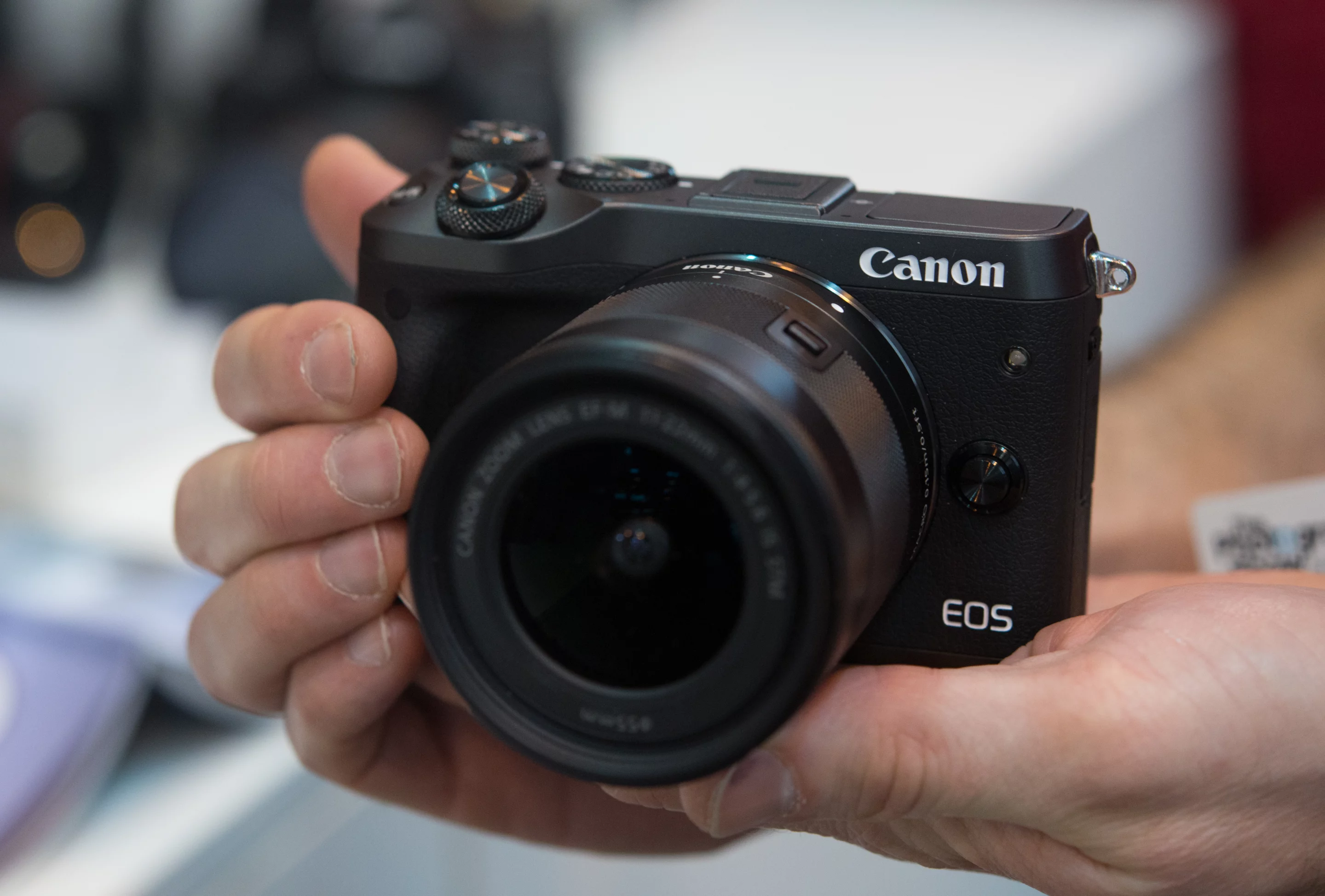 The Canon EOS M6 mirrorless camera features a 24-megapixel APS-C sensor