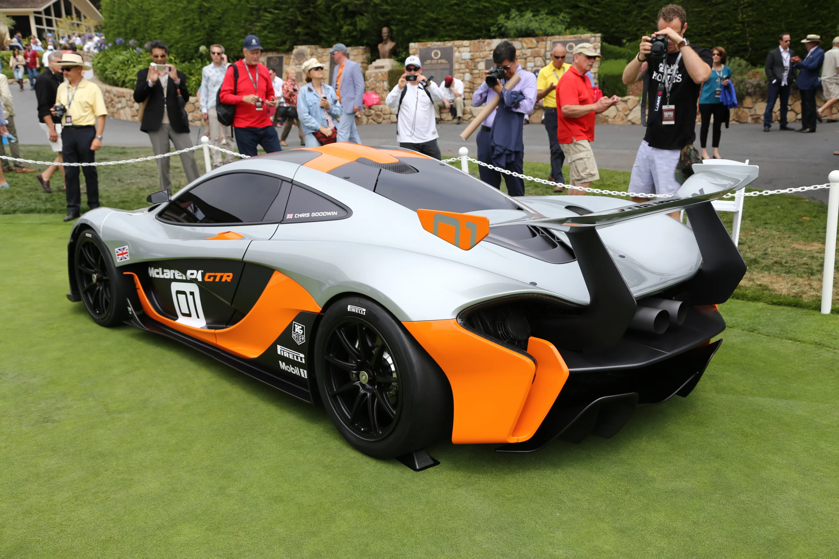 The McLaren GTR on the concept lawn at Pebble Beach now puts out 986 hp, 83 hp more than the stock P1 (Photo: Angus MacKenzie/Gizmag.com)