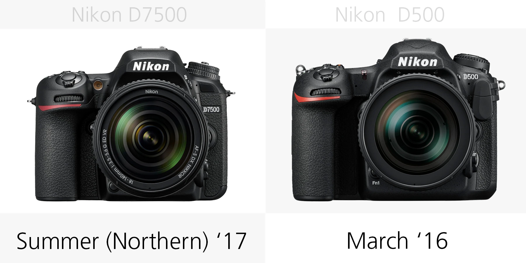 The release dates of the Nikon D7500 and Nikon D500 compared
