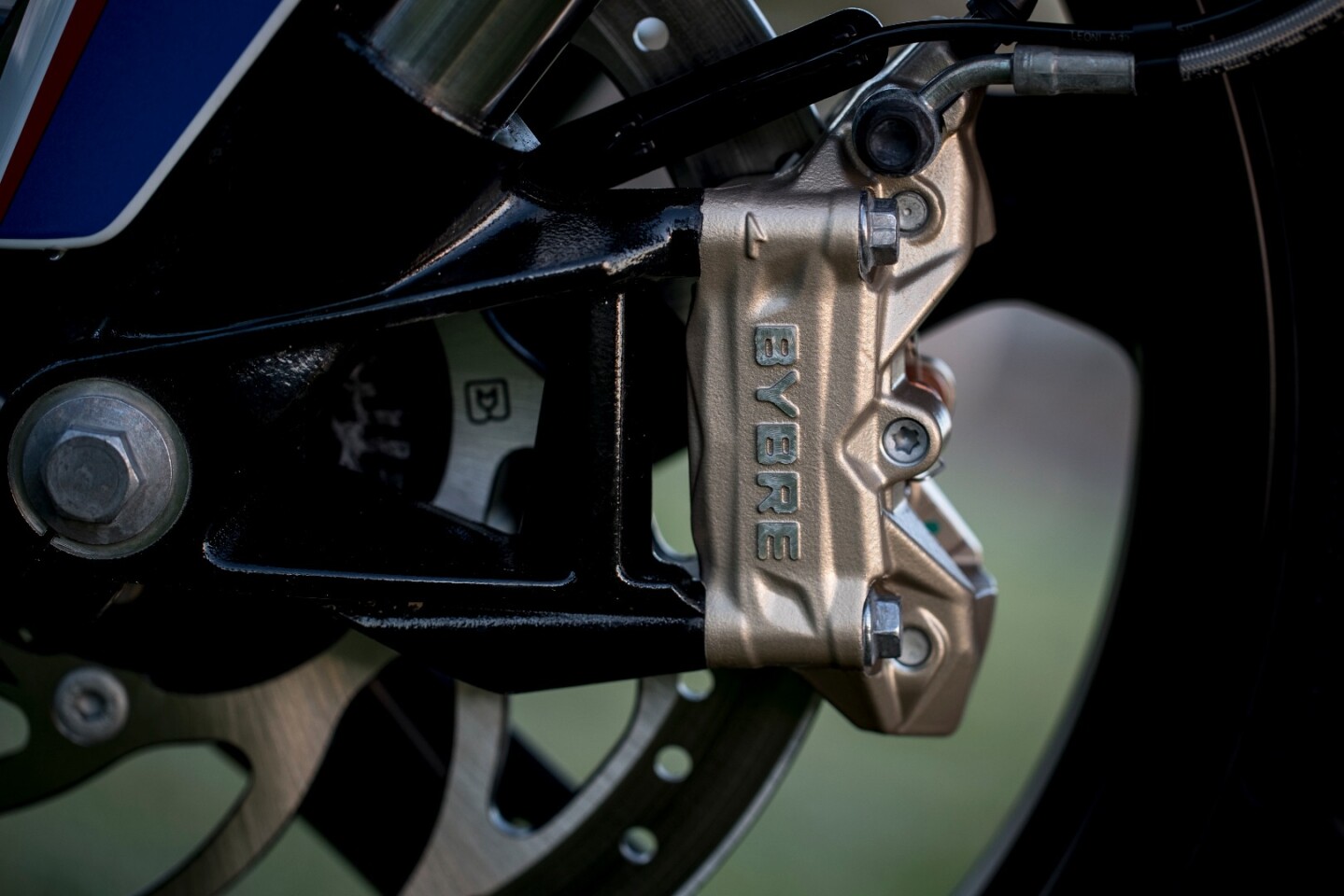 BMW G310R: we're not wild about the paint quality on the fork boots. Those radial brakes arefrom Bybre - a Brembo subsidiary aimed at lower performance bikes