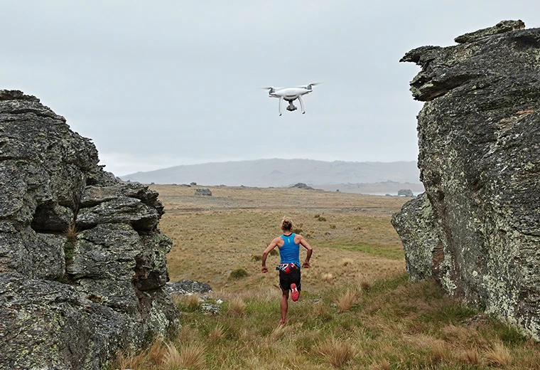 DJI Phantom 4: ActiveTrack mode can follow a subject optically, from altitudes above 9 feet.
