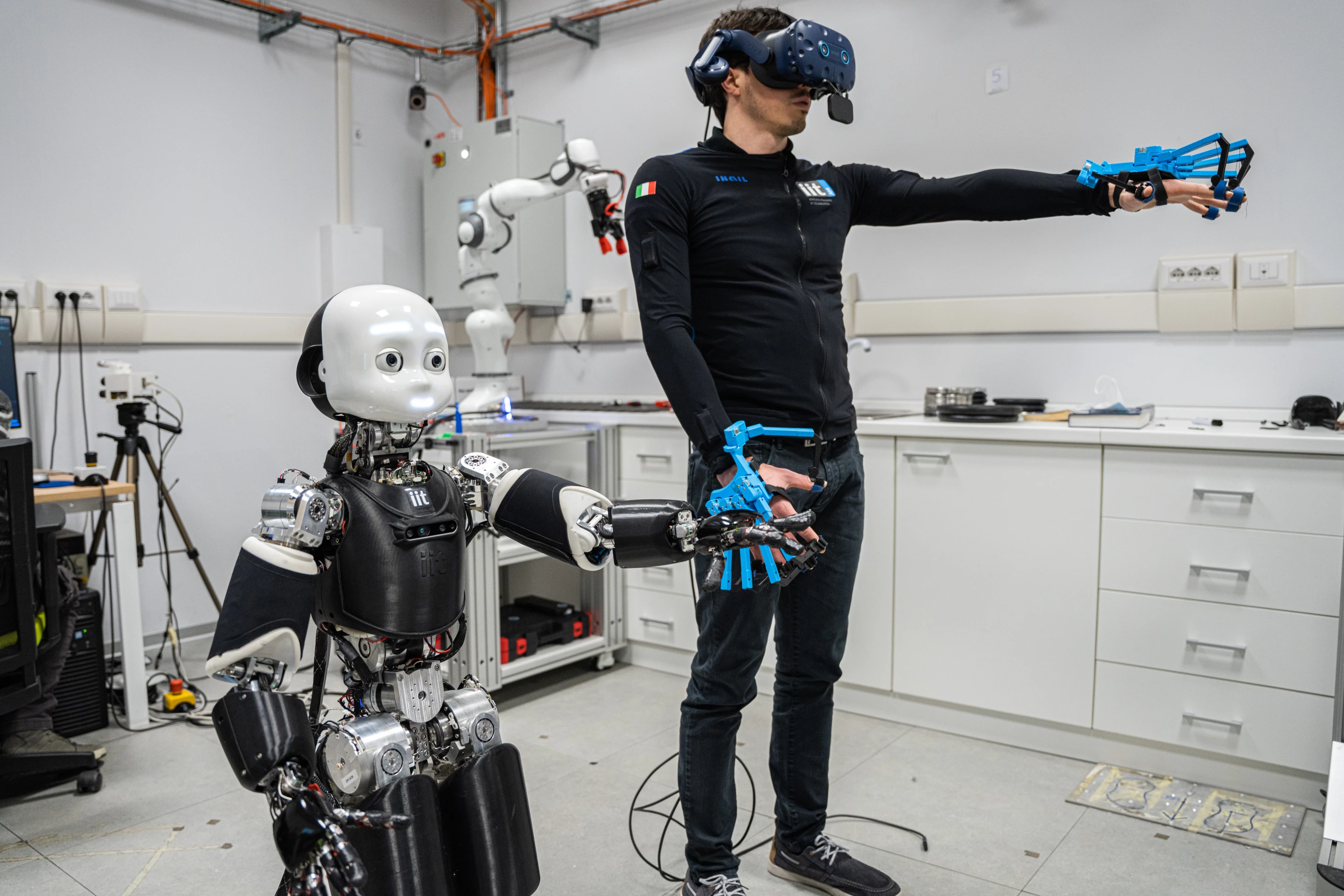 The iCub 3 robot and its operator, prior to the telepresence demo