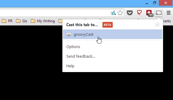 Select the Chromecast you want to stream to