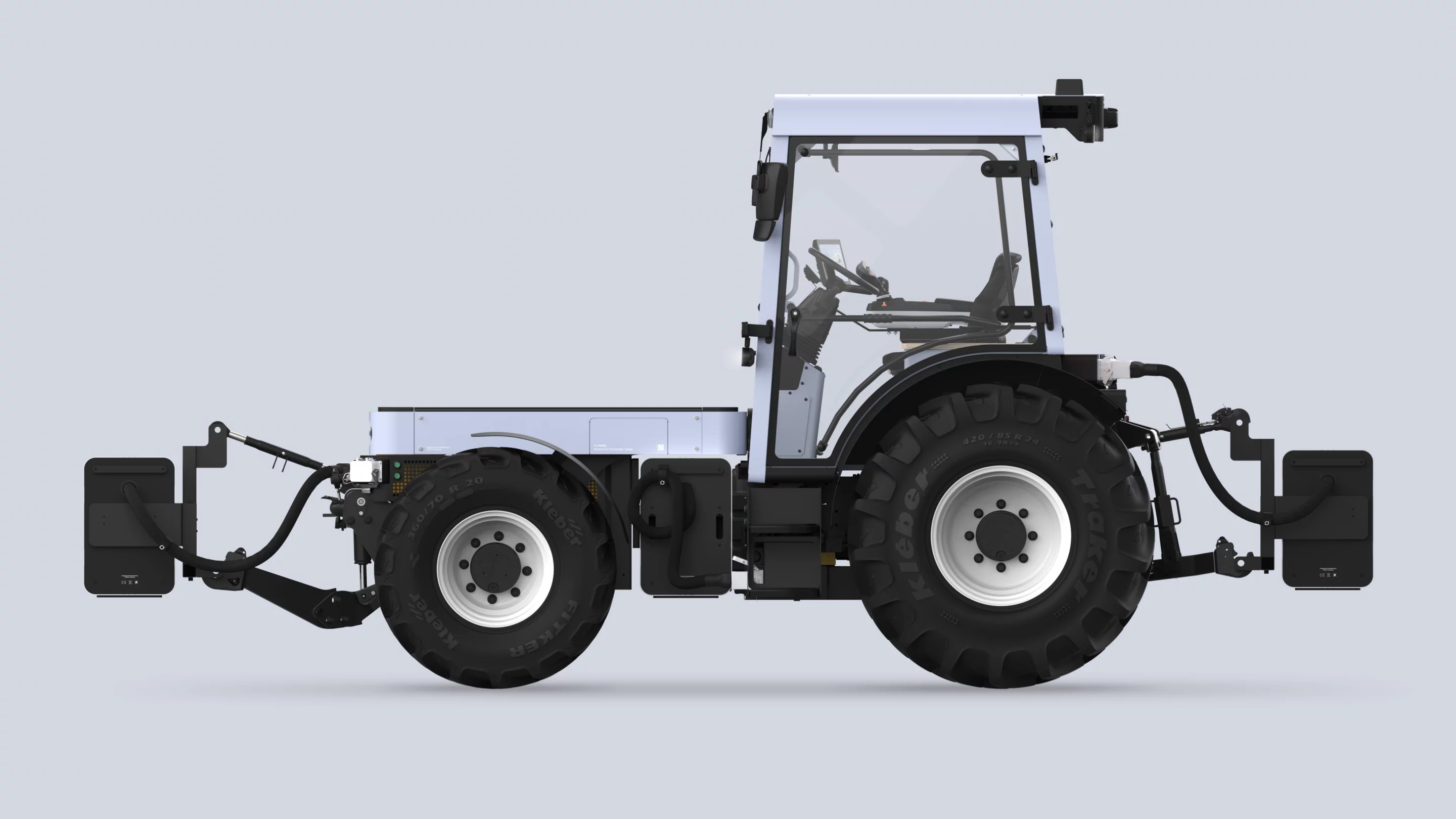 The ONOX electric tractor will have an internal battery plus the option to mount up to three more around the frame