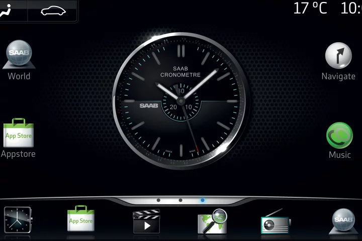 Saab's IQon infotainment concept is an Andorid-based system that allows users to download apps to a vehicle in the same way as a smartphone